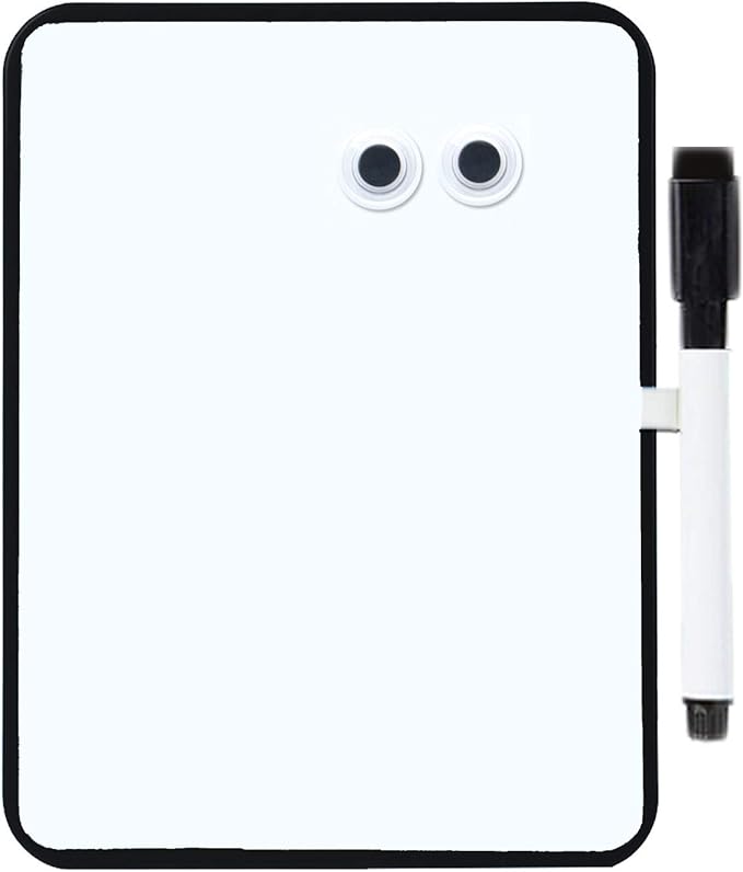 PTY Magnetic Dry Erase Board 6" x 8" with Magnetic Marker and 2 Magnets - Mini Whiteboard for School Locker, Fridge, Office, Home (Black Framed)