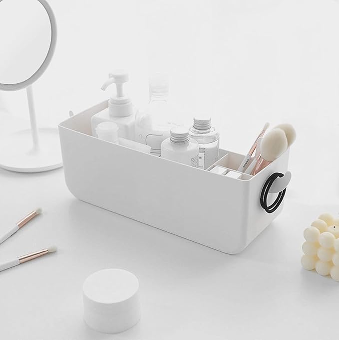 Bedside Hanging Caddy, Plastic Hanging Storage Shelf Holder Organizer for Phone Glasses Bottle Office Supplies in Dorm Room Bathroom Camper Rv - White (Caddy)