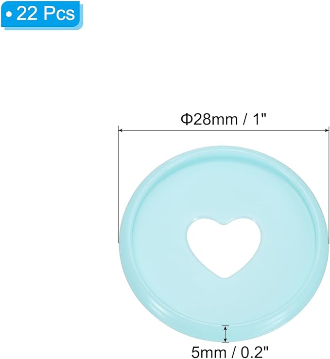 PATIKIL 35mm 1" Light Blue Plastic Round Heart Shape Book Binding Discs, 22 Pcs Discbound Expansion Discs Plating Binder Rings for DIY Notebook Planner