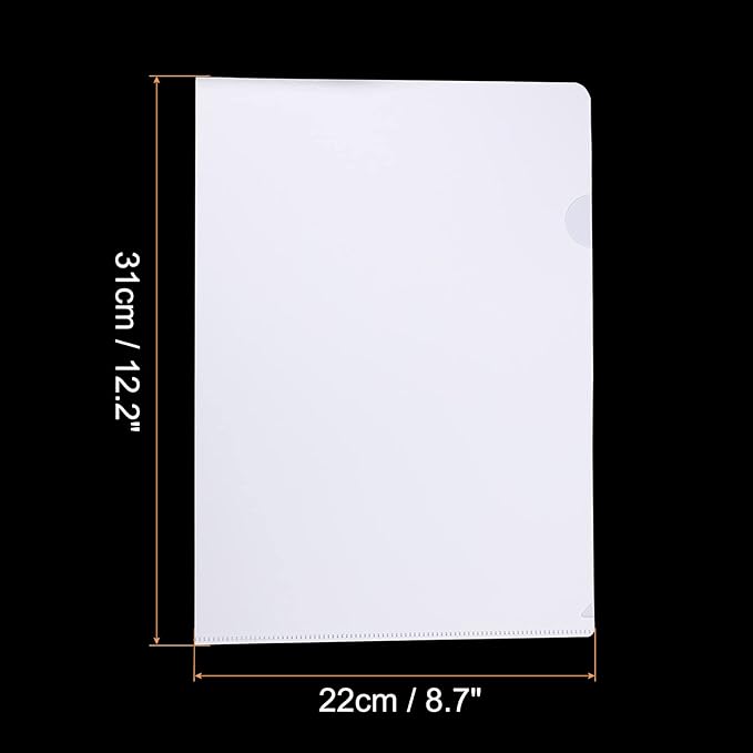 PATIKIL L Type Folders 12 Pack A4 Plastic File Project Pockets Clear Paper Document Jacket Sleeve for Office, White
