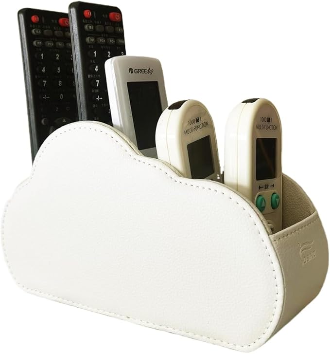 Remote Control Holder - 5 Spacious Compartments TV remote holder Caddy Leather Control Storage Tabletop Desk Organizer for Remote Controller,Office Stationery,Makeup Brush