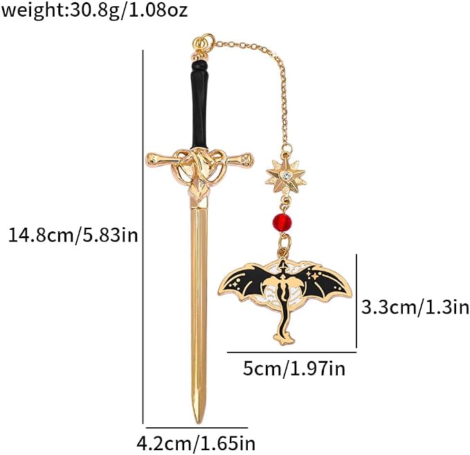 Fantasy Fourth Wing Dragon Sword Bookmarks - Fourth Wing Fans Page Markers Cool Bookmarks for Men Fantasy Dragon Gifts for Male Readers as Birthday Gifts (Dragon Bookmark Set 7)