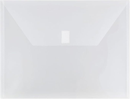 JAM PAPER Plastic Envelopes with Hook & Loop Closure - Letter Booklet - 9 3/4 x 13 - Clear - 12/Pack