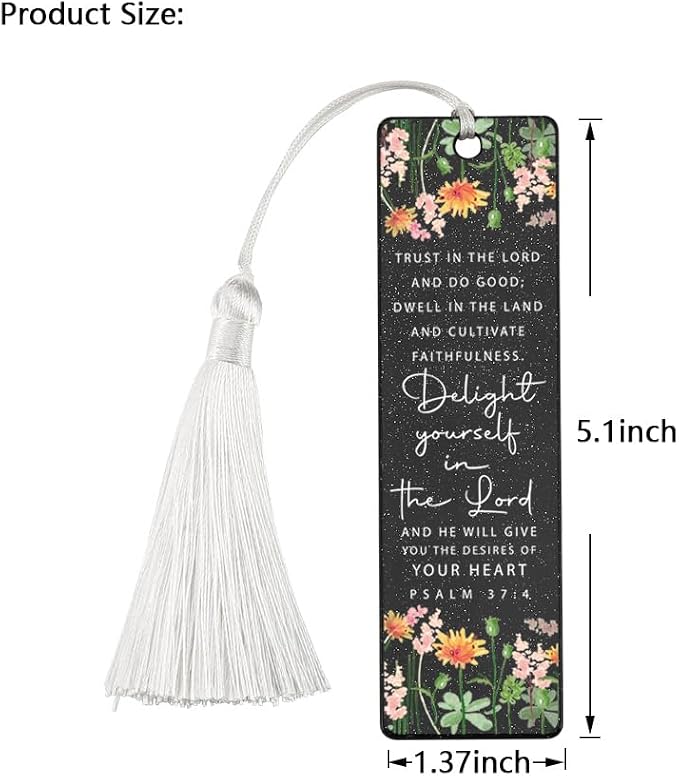 Christian Trust and Delight Bookmark, Inspirational Gift for Believers, Uplifting Gift for Spiritual Readers, Spiritual Bookish Present, Unique Floral & Scripture Design Bookmark, WCB65