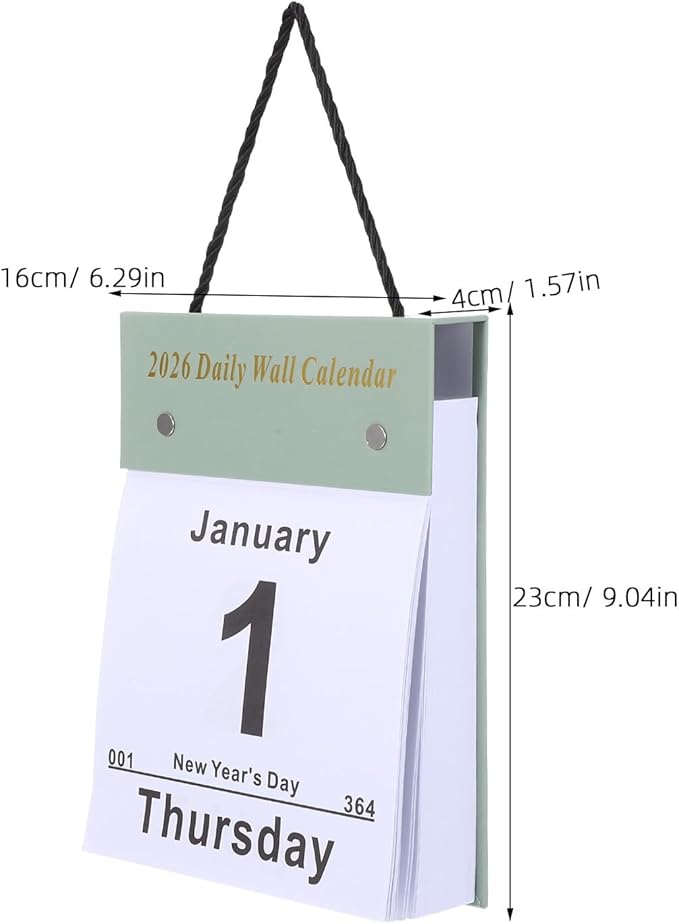 SEWACC Tear-off Daily Wall Calendar 2026 Large Print Vertical Hanging Planner Easy Read Day-to-day Organizer for Home Office School Study Room