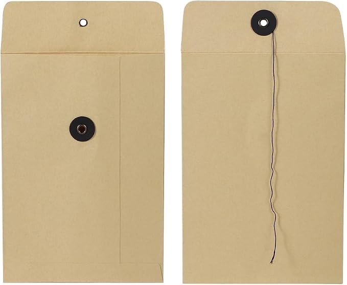 10 Pcs Vintage Kraft Paper File Folder Thickened A5 Filing Envelope Project Photo Pockets Reusable Document Wallet Bag with String Tie Closure for Office Home