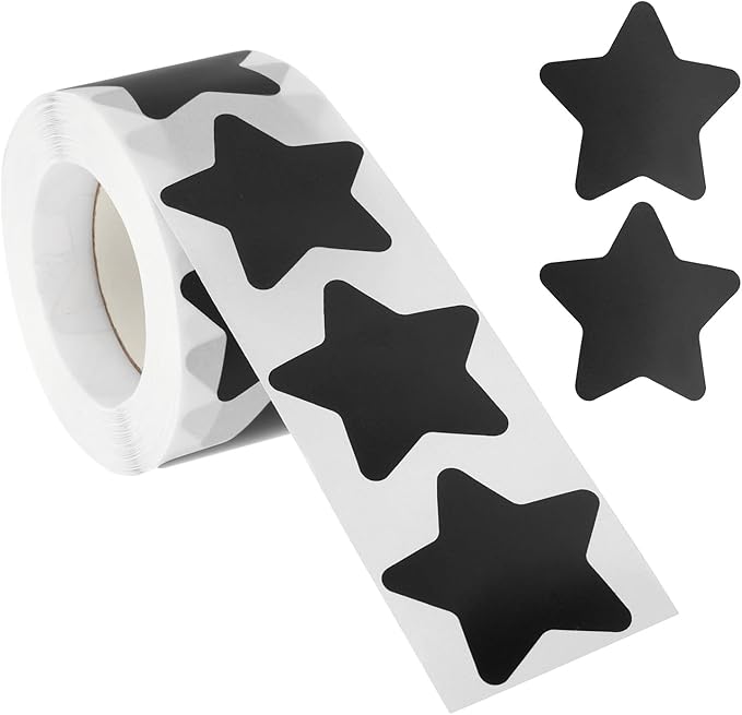 PATIKIL Star Stickers Roll 1.5", 500 Pcs Self-Adhesive Reward Stickers for Classroom Teacher Supplies and DIY Craft, Black