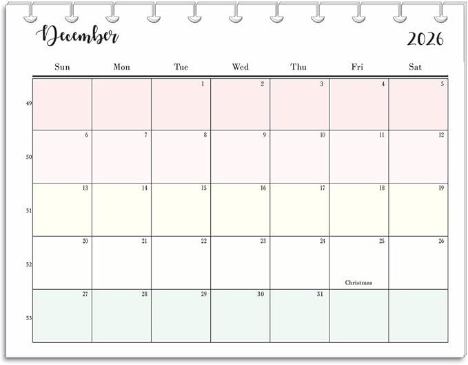 2026 Monthly Refills for 11-Disc Letter Size Planners, Monthly Calendar Inserts Compatible with Happy Planner ARC and TUL (Pastel, 11-Disc)