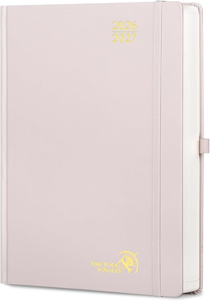 POPRUN 2026-2027 Daily Planner One Page Per Day Even Weekends (A4 Large Size - 8.5" x 12") - Academic Calendar Book(July 2026 - June 2027), 2026 Day Appointment Book, Hardcover - Light Pink
