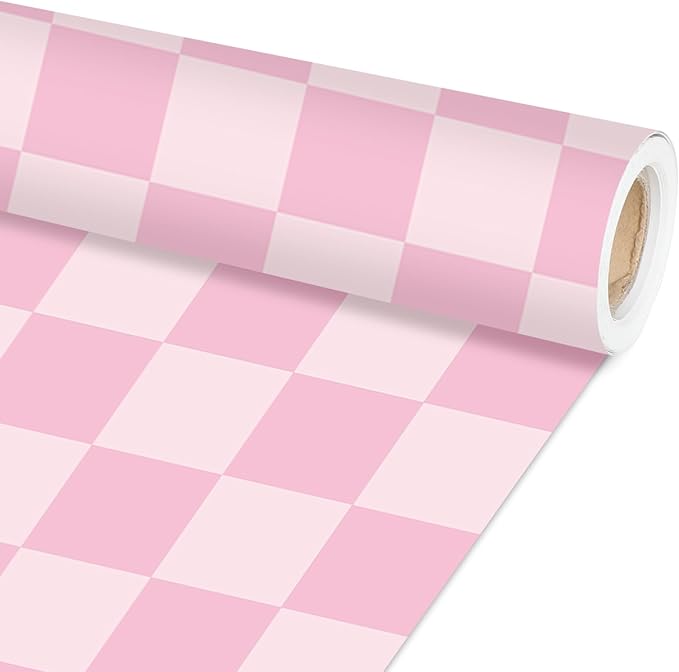 Pink Checkered Bulletin Board Paper Roll Retro Pastel Pink Bulletin Board Background Paper Back to School Classroom Decor Poster for Art Craft DIY Project Home Office Girls Party Supplies 17.7inx20ft