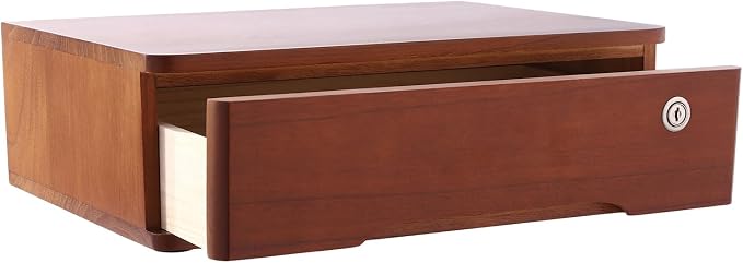 Wooden Desktop Storage Box with Lockable Drawers, Flat File Cabinet Drawer Desktop Storage Box, Countertop Storage Cabinet for Office Home Toiletries Supplies Vanity (Walnut, 1 Drawer)