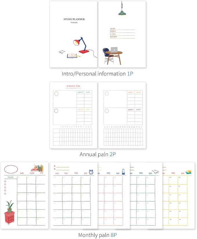 Monolike Ordinary days 4 Month Study Planner, Blanket - Academic Planner, Weekly & Monthly Planner, Study plan