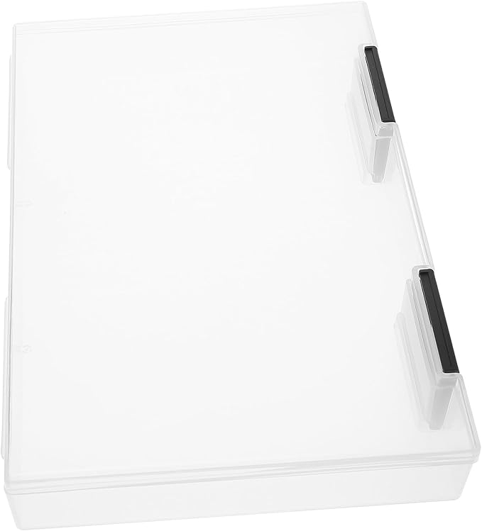 MAGICLULU A5 File Storage Box Plastic Desktop Organizer with Lid for Document and Paper Storage Office and Home Use