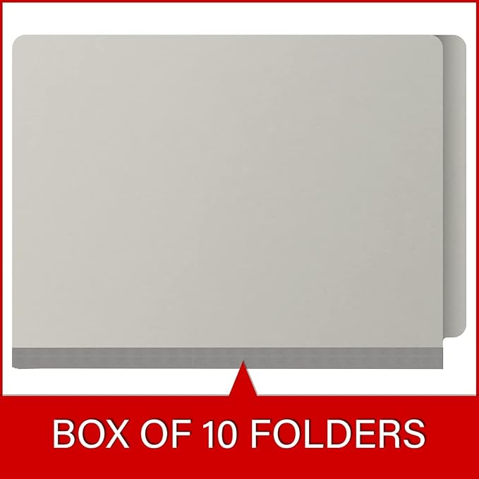 25 Pt. Pressboard Classification Folders, Full Cut End Tab, Letter Size, No Dividers, Light Gray (Box of 25)