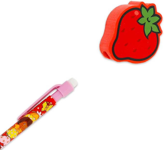 10 Count Strawberry Shortcake Mechanical Pencils for Classroom Set - School Supplies Bundle with 10 Pencils, 4 Erasers, Bookmark, More | Strawberry Shortcake School Supplies for Kids, Girls