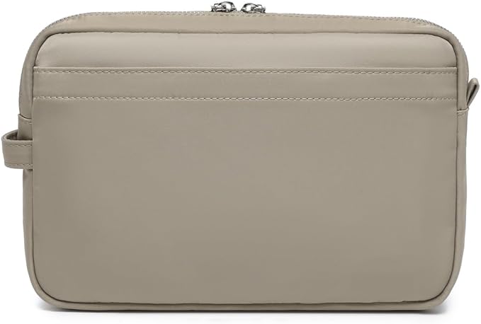 Storage Bag-arge Cosmetic Bag for Women Travel Makeup Bag Zip Up Bag Pure Cotton Canvas Can be Suspended (Khaki)