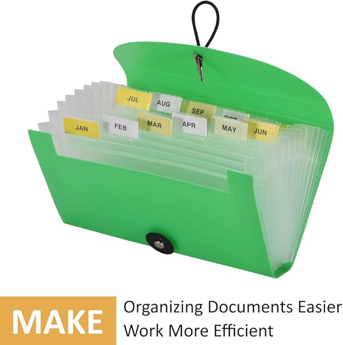 SEEKIND Expanding File Folders 4 Pack, 7.1" 4.2" Receipt Organizer Folder Accordion Folder Document with 13 Pocket for Office,Cards,Tickets-Water Resistant