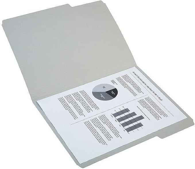 Staples Reinforced Colored File Folders, Letter Size, 3‑Tab Design, Gray, Heavy‑Duty Construction, 100/Box