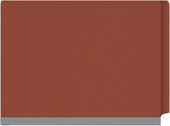 25 Pt. Pressboard Classification Folders, Full Cut End Tab, Letter Size, 1 Divider, Brick Red (Box of 10)