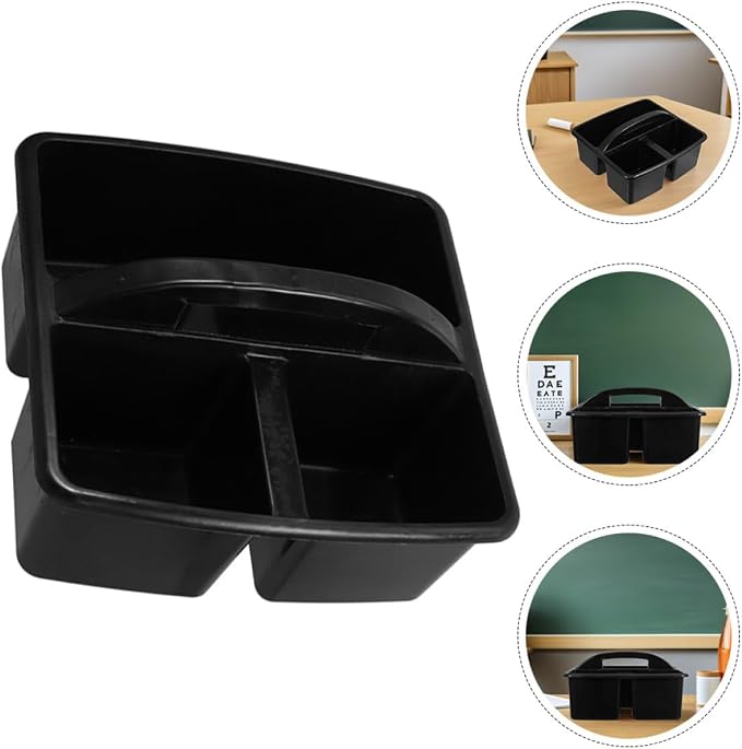 PRETYZOOM 2pcs Plastic Classroom Storage Caddy Tote with Handle, Compartment Organizer Basket for Stationery, Art Supplies, and Craft Tools, Portable Desk Storage and Teachers