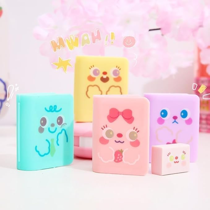 1Pc Multicolor Cute Dual Purpose Book Pencil Sharpener Eraser, Cute Cartoon Student Eraser Pencil Sharpener Writing and Correction Supplies