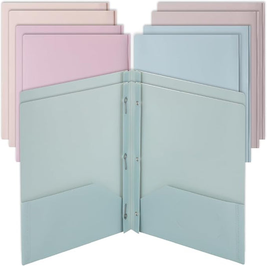 Mr. Pen- Plastic Folders with Pockets and Prongs, 10 Pack, Letter Size, Colorful, Flexible Plastic Folders with Prongs