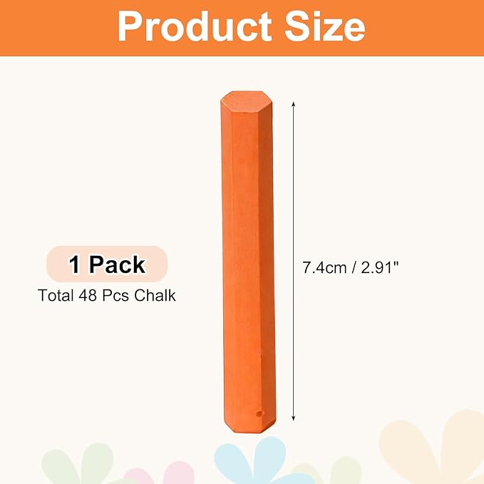 PATIKIL 48 PCS Chalkboard Chalk, Dustless Chalk Small Bulk Colored Thin for Chalkboard Blackboard Teacher Classroom Adults Indoor Home Office Supplies, Orange