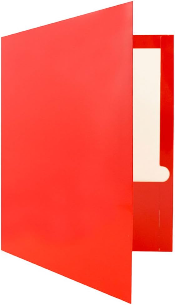 JAM PAPER Laminated Two Pocket Glossy School Folders - Letter Size - High Gloss Red - Bulk 100/Box