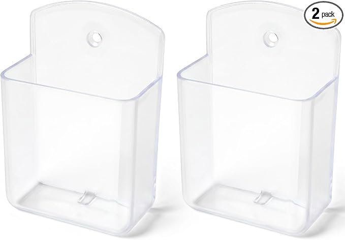 2 PCS Remote Control Holder Wall Mount, TV Remote Control Holder, Self Adhesive Pen Holder Organizers and Accessories for Home Office School (2, Clear)