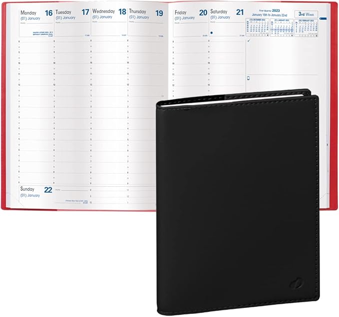 Quo Vadis 2024 President - Weekly/Monthly Planner - 13 Months, Dec. to Dec. - 8 1/4 x 10 1/2" - Smooth Faux Leather Soho Black - Time Management Appointment Organizer