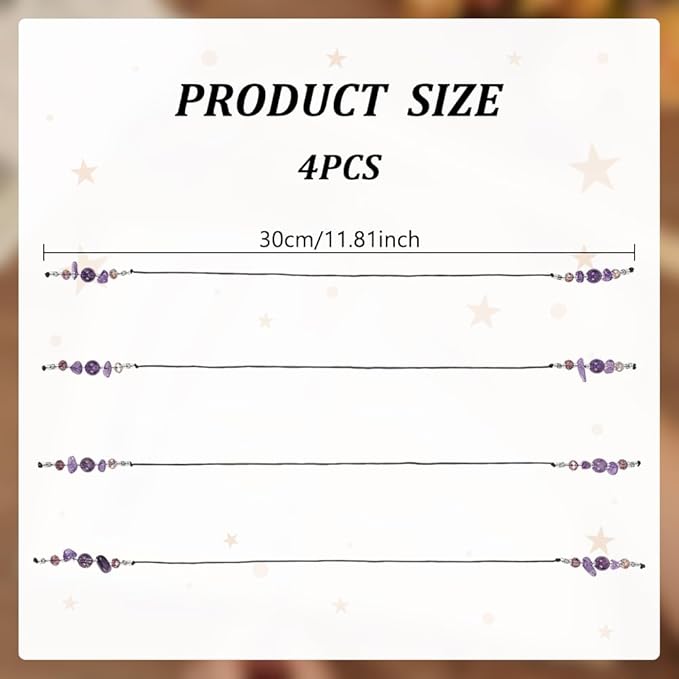 FINGERINSPIRE 2 Pcs Amethyst Beaded Bookmark 11.8inch Long Natural Amethyst Beads Bookmarks Dark Orchid Glass Beads Bookmark with Amethysts for Office Reader Book Bookworms Teachers or Journal Tracker