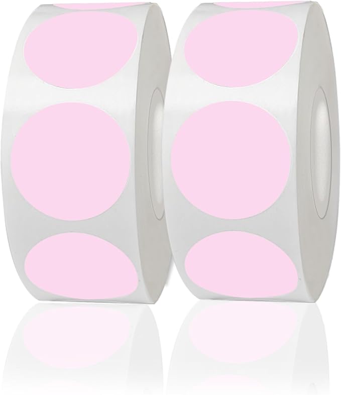 STARLIBOO Colored Dot Stickers, 1 Inch Pink Circle Color Code Label, Pink Waterproof Garage Sale Stickers, Yard Sale Price Labels (2 Rolls, 1000Pcs)
