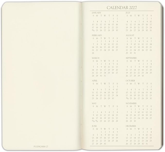 Gallery Leather Pocket Weekly Monthly Planner 2027, Elegantly Bound Calendar Planner and Notebook with Stylish Gold-Gilded Page Edges, 12 Months - Caribbean Hibiscus - 6x3.25"