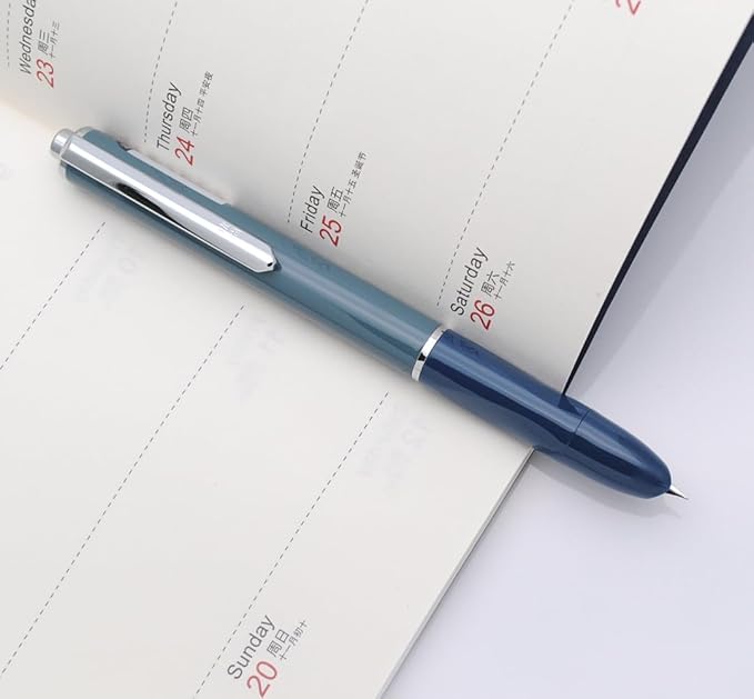 OASO K016 Retractable Fountain Pen Set 0.5mm with 4pcs Blue Ink Cartridges Smooth Writing for School Students (Deep Sea Blue)
