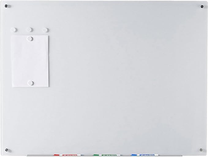 Audio-Visual Direct Magnetic Ultra White Glass Dry-Erase Board Set - 4' x 3' - Includes Magnets, Hardware & Marker Tray