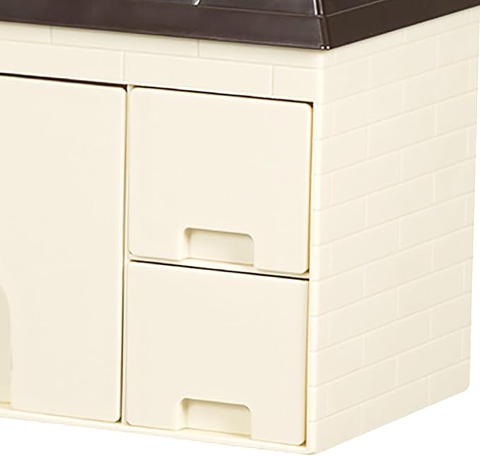 Desk Organizer with Drawers, 3 Drawers Storage Organizer Creative House Shaped Organizer Drawer Type Desktop Storage Box Stationary Organizer for Home Dormitory Office (Coffee Color)