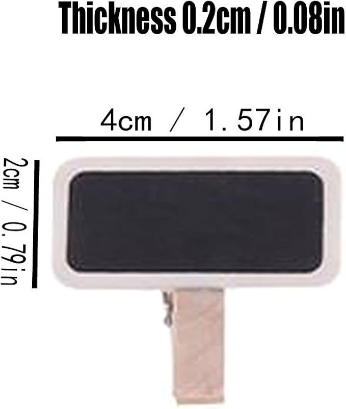 50 Pcs Creative Erasable Wooden Rectangle Mini Blackboard with Clip - Crude Wood Chalkboards Photo Clip Note Clip Tabletop Signs Message Board Wedding Party Crafts Prop Decoration