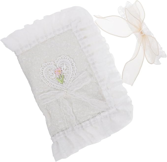 Tofficu Lace Book Cover Washable Fabric Book Sleeve Protective Cover for Notebook Bible Journal Handmade Delicate Protector Decorative Accessory