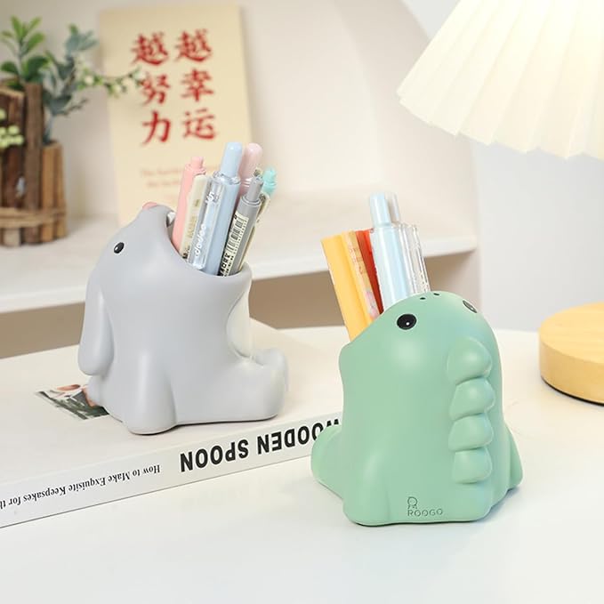 Funny Big Mouth Animals Pen Holder for Office Desk Accessories, Cute Cartoon Animals Makeup Brush Holder Pencil Cup Toothbrush Holder Vanity Organizer Kawaii Home Decor (Dinosaur)