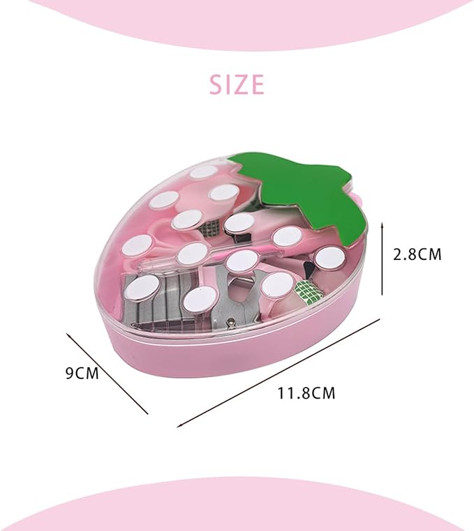 Mini Office Supply Kits Strawberry Mini Stapler Set, 11Pcs Portable School Supplies Kit with Mini Scissors, Tape Dispenser, Hole Puncher, Sticky Notes for Desk Organization, for Back to School