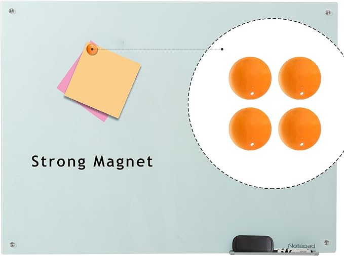 Notepad Glass Whiteboard 36*60Inches Magnetic Wall Mounted Frameless Glass White Board for Office, Home & School