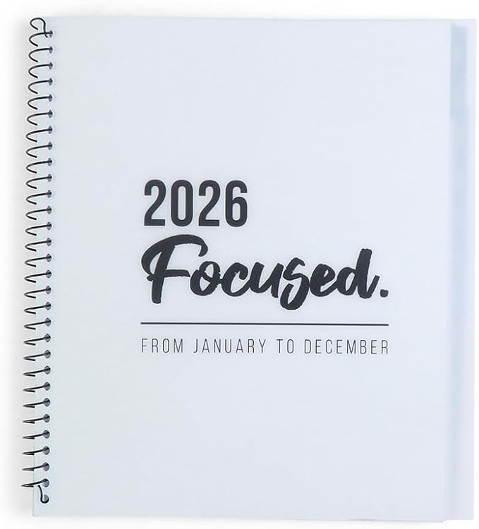 RE-FOCUS THE CREATIVE OFFICE 2026 Calendar Planner 13 month with To-Do Lists for Tasks between months, Notes or Appointments. Sturdy Planner for At-A-Glance View of Daily Schedule & Weekly Agenda (White)