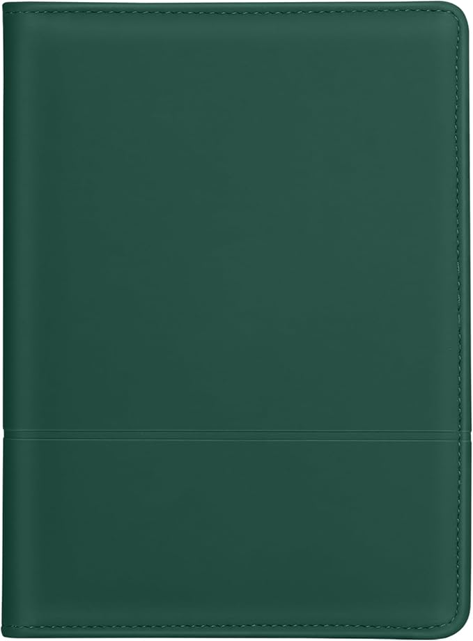 A5 Padfolio Business Portfolio Folder,Junior Size Document Folder Organizer, Padfolio with Interior Pocket and Pen Loop, 5 x 8 Writing Pad Included, Dark Green