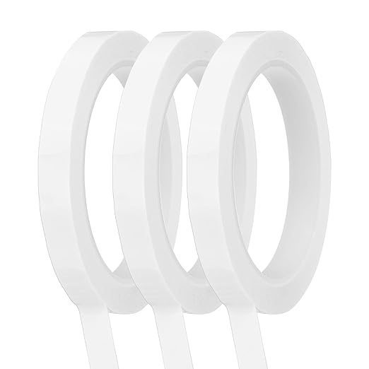 MECCANIXITY Whiteboard Tape 1/2" / 12mm Self Adhesive Graphic Chart Line Tape 72 Yard Grid Marking Stickers for Pinstripe Dry Erase Board Scrapbooking DIY Art Crafts, White, Pack of 3