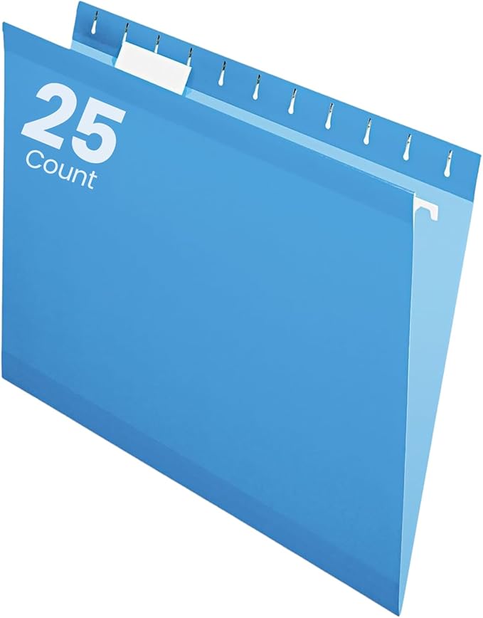 Pendaflex Reinforced Hanging File Folders, Letter Size, Blue, 1/5 Cut, 25/BX (4152 1/5 BLU)