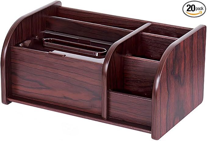 wooden office desk storage rack, suitable for storage in offices, living rooms, kitchens, or bathrooms, is the gift for housewarming, Thanksgiving, or Christmas (reddish brown)