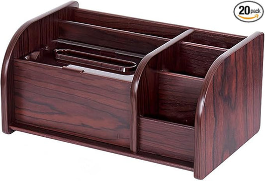 wooden office desk storage rack, suitable for storage in offices, living rooms, kitchens, or bathrooms, is the gift for housewarming, Thanksgiving, or Christmas (reddish brown)