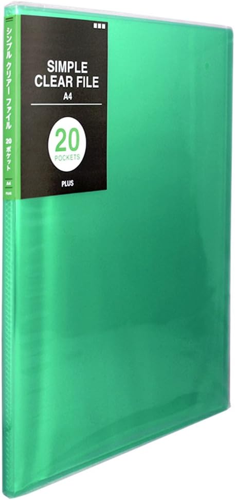Plus File, Simple Clear File, A4, Vertical, 20 Pockets, 10 Books, Green, FC-220SC 98-162 x 10