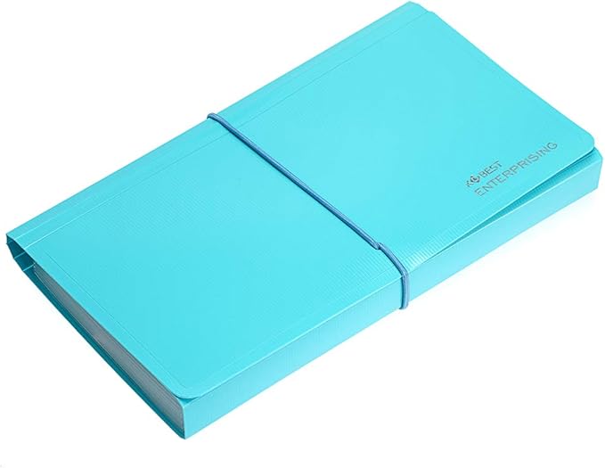 BTSKY Expanding File Folder - Blue, Plastic, 10.2in x 1in x 5.7in, 13 Pockets, Easy Subdivision, Fasten Rope Closure