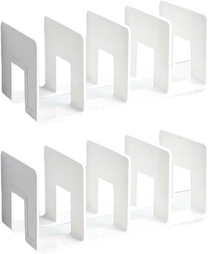 2PCS Acrylic File Organizer for Desk, Desktop Document/Mail Organizer, 4 Compartments Plastics Invisible Bookshelf Floating (12.5" x 5.7" x 5", White)